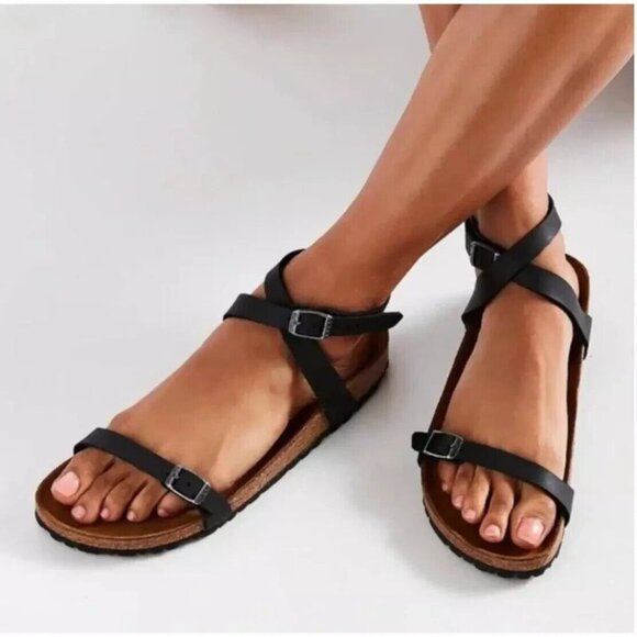 Birkenstock Shoes - Birkenstock Womens Daloa Strappy Birko-flor Suede Leather‎ Sandals Black Size 39